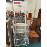 Retro "Bobby's Food to enjoy!" shop display stand 155cm height 56cm wide, 2 x bentwood chairs and a