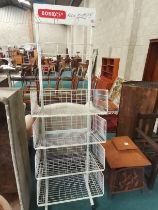Retro "Bobby's Food to enjoy!" shop display stand 155cm height 56cm wide, 2 x bentwood chairs and a