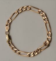 A 9 carat gold Figaro chain bracelet