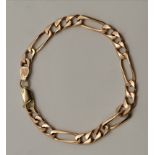 A 9 carat gold Figaro chain bracelet