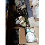 x 10 boxes misc. items - crockery, vintage glassware, horse figures etc