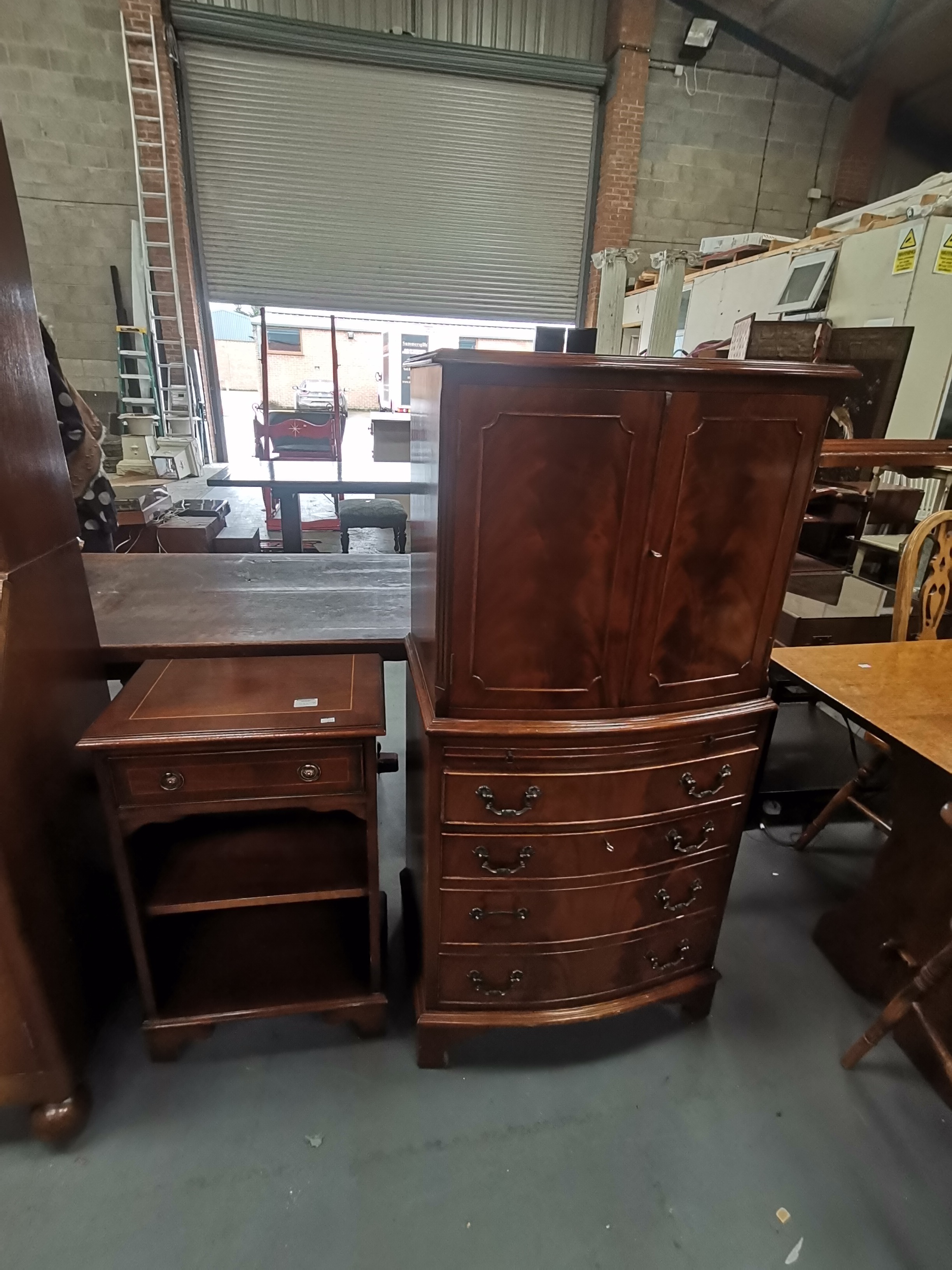 Mahogany Bow fronted cocktail cabinet plus side cabinet