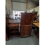 Mahogany Bow fronted cocktail cabinet plus side cabinet