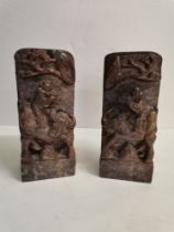 A good pair of CHINESE soapstone/ granite carved stands