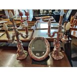 A Pair of Meissen candelabra lights with women hol