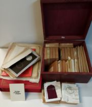 Wooden box of medals, "Kings and Queens" set of medals 1970s plus album