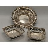 Three silver dishes, 20th Century