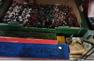 Quantity of vintage lead toy soldiers with original boxes "The Life Guards", "The Lancers" and "Scot