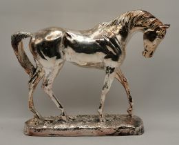 An Elizabeth II silver thoroughbred horse model