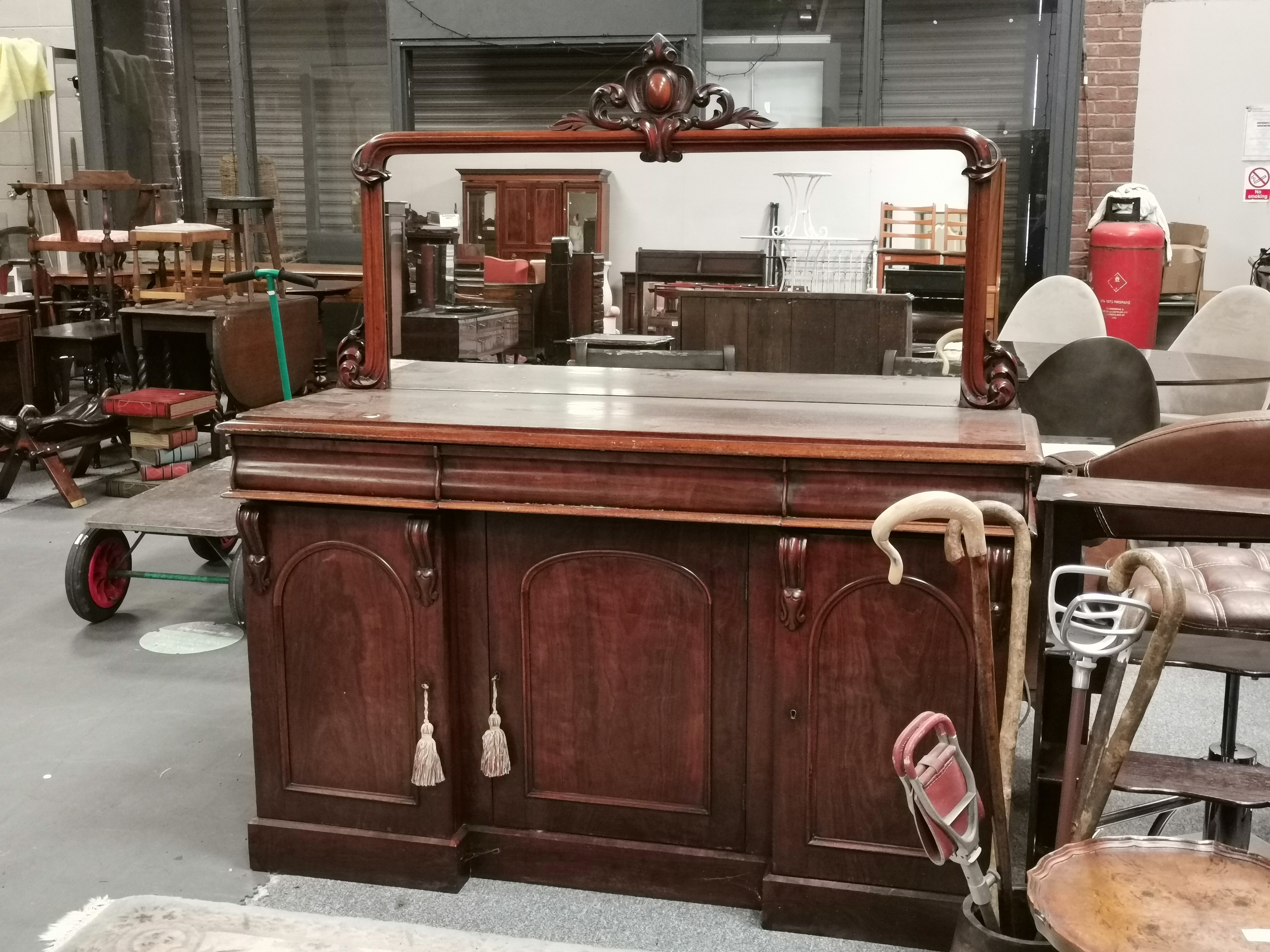 A Victorian mahogany small chiffonier with mirror back - Image 2 of 2