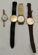 A lady's 9 carat gold wristwatch, a gent's 9 carat gold wristwatch, etc.