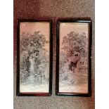 A pair of silk embroidered pictures