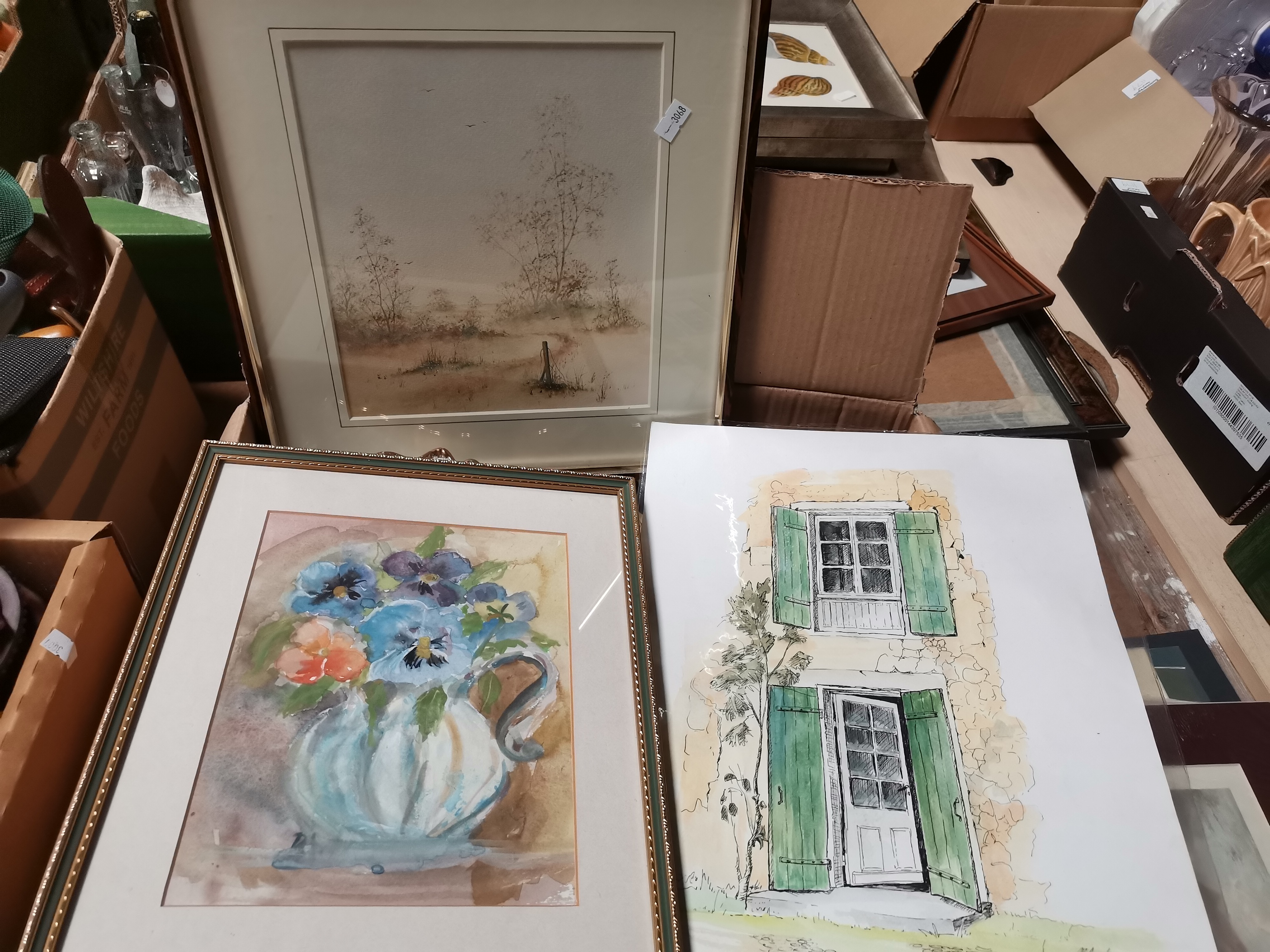 Box of antique prints, watercolours and ceramics - Image 5 of 5