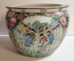 A Chinese famille verte fish bowl