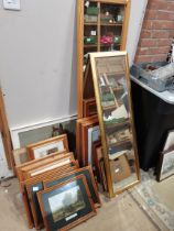 2 Pine Mirrors and a Large Collection of Pine Framedn Pictures