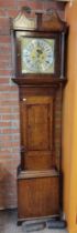 An 8 day oak and mahogany cased long cased clock by