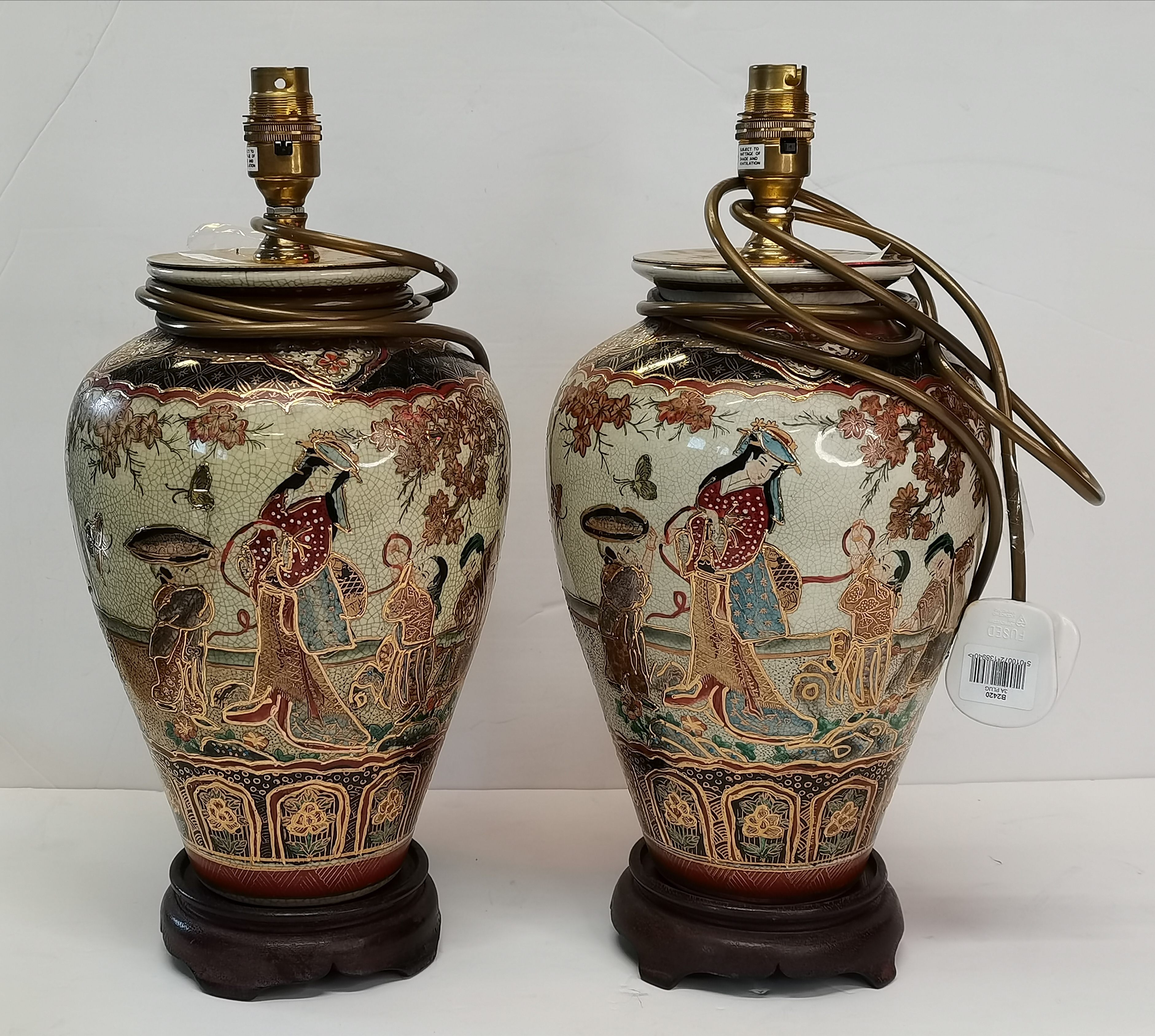 A Pair of Japanese Decorative Satsuma Table lamps