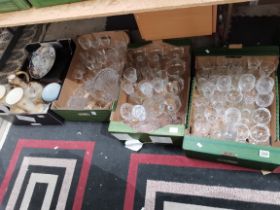 4 x boxes of glass ware and Worcester style potter