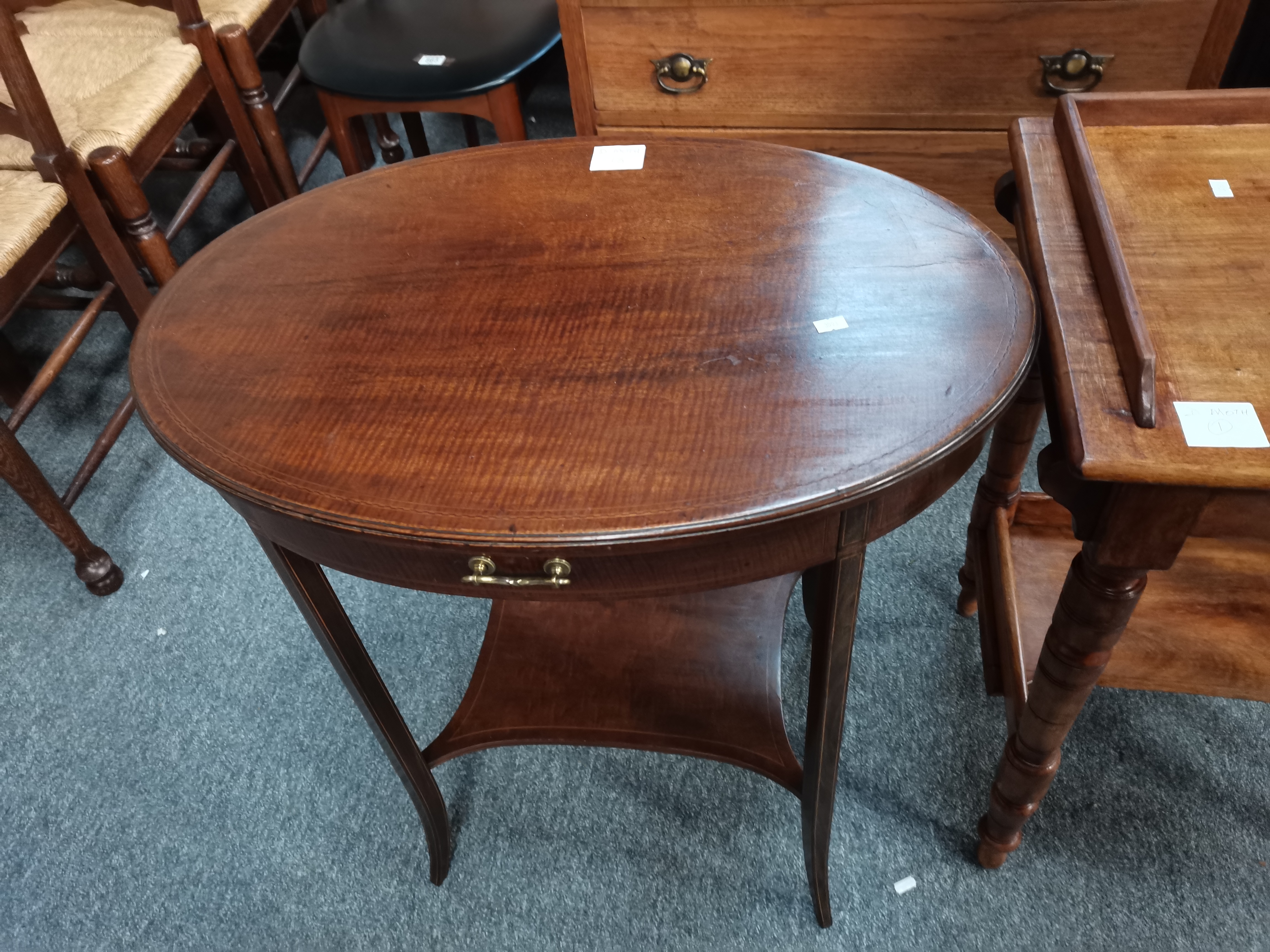 An Edwardian inlaid mahogany side table, plus a pine washstand - Image 2 of 2