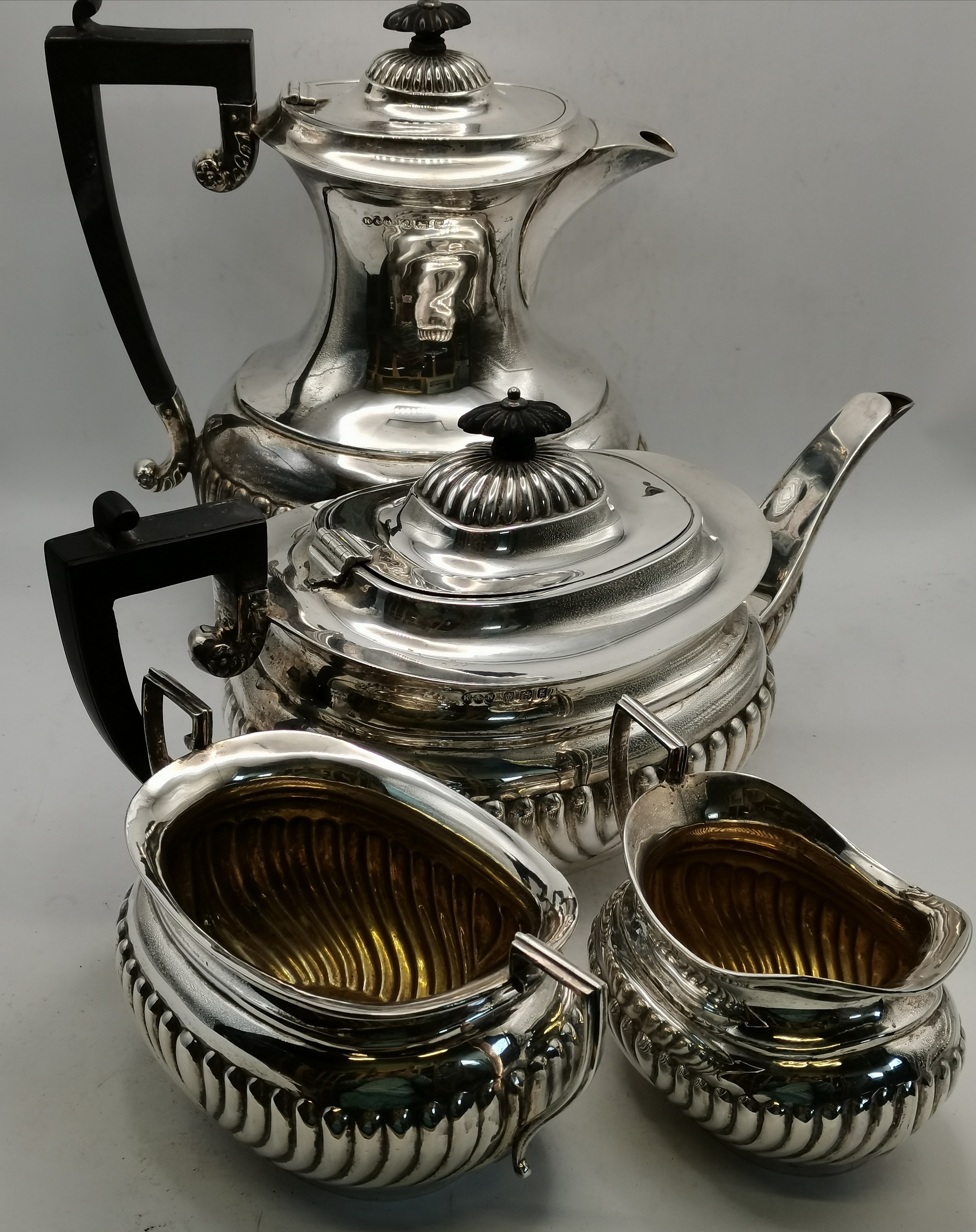 An Edwardian silver four-piece tea service