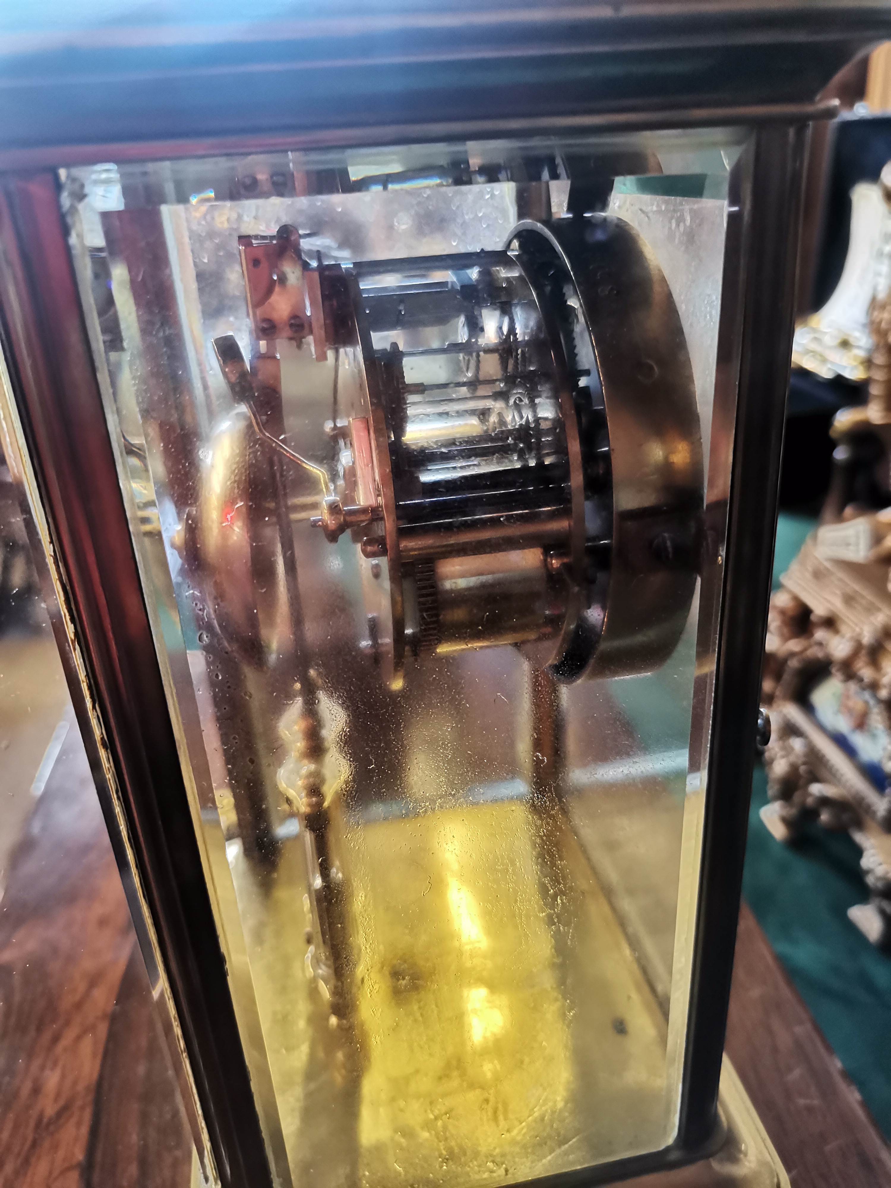 A brass-cased four glass crystal regulator mantel clock - Image 3 of 10