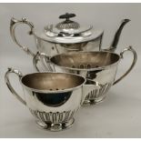 A silver-plated three-piece tea service, late 19th/early 20th Century