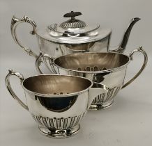 A silver-plated three-piece tea service, late 19th/early 20th Century