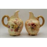 Two Royal Worcester porcelain flat back Ewers