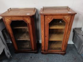 A pair of Victorian walnut and marquetry display c