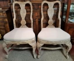 A pair of Swedish Rocco chairs circa 1740