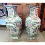 A pair of famille rose style vases 48cm high