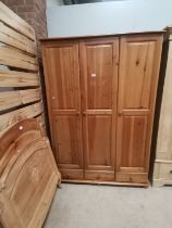 Treble pine Wardrobe with 3 drawers under