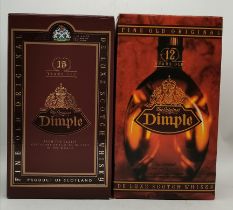 Marked 15 years old DIMPLE whisky x 2