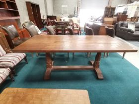 Squirrelman Yorkshire Oak Adzed top refectory dining table