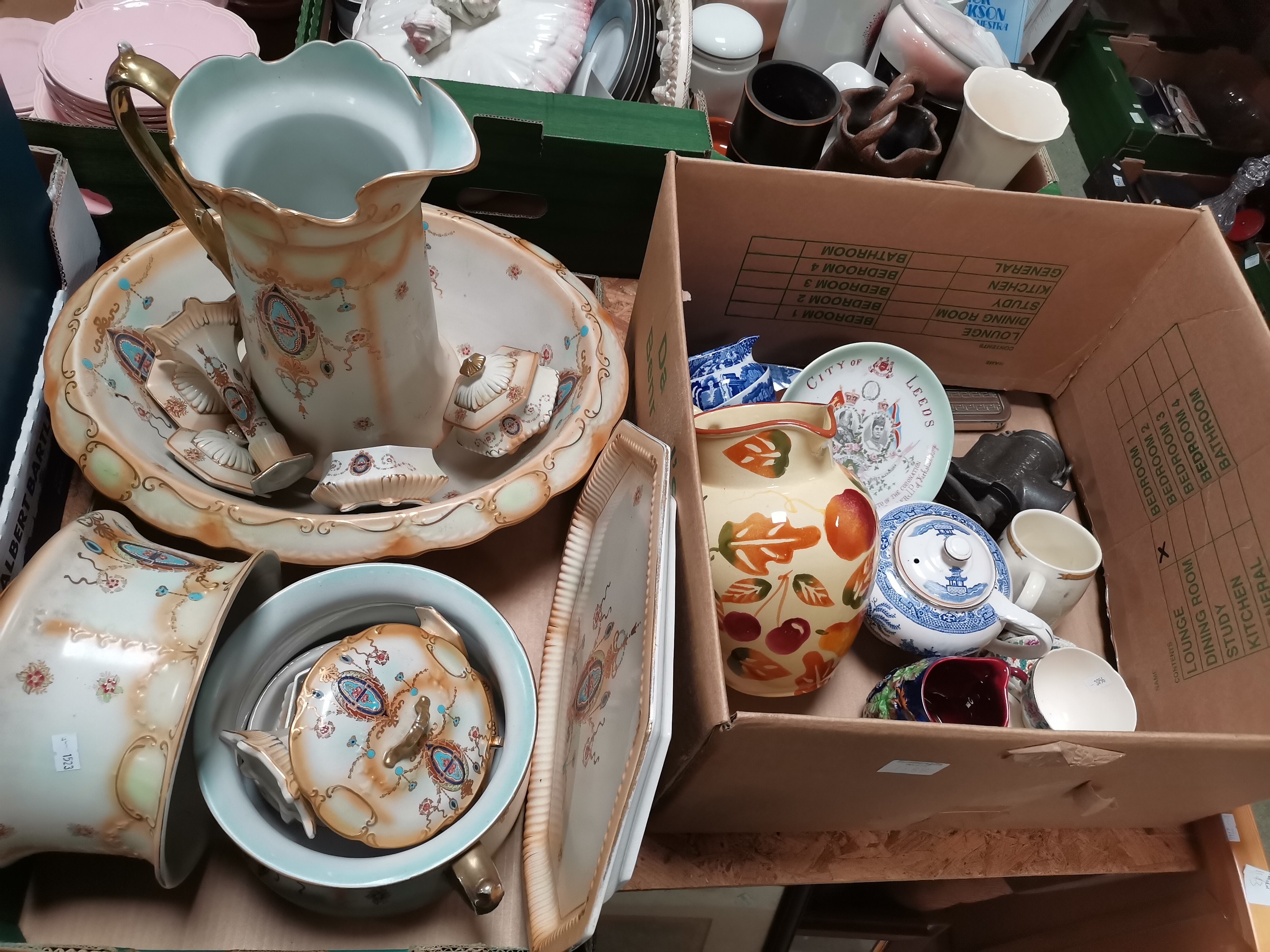 6 boxes of misc. ceramics and glassware - pewter mugs, jug & bowl sets etc - Image 4 of 4