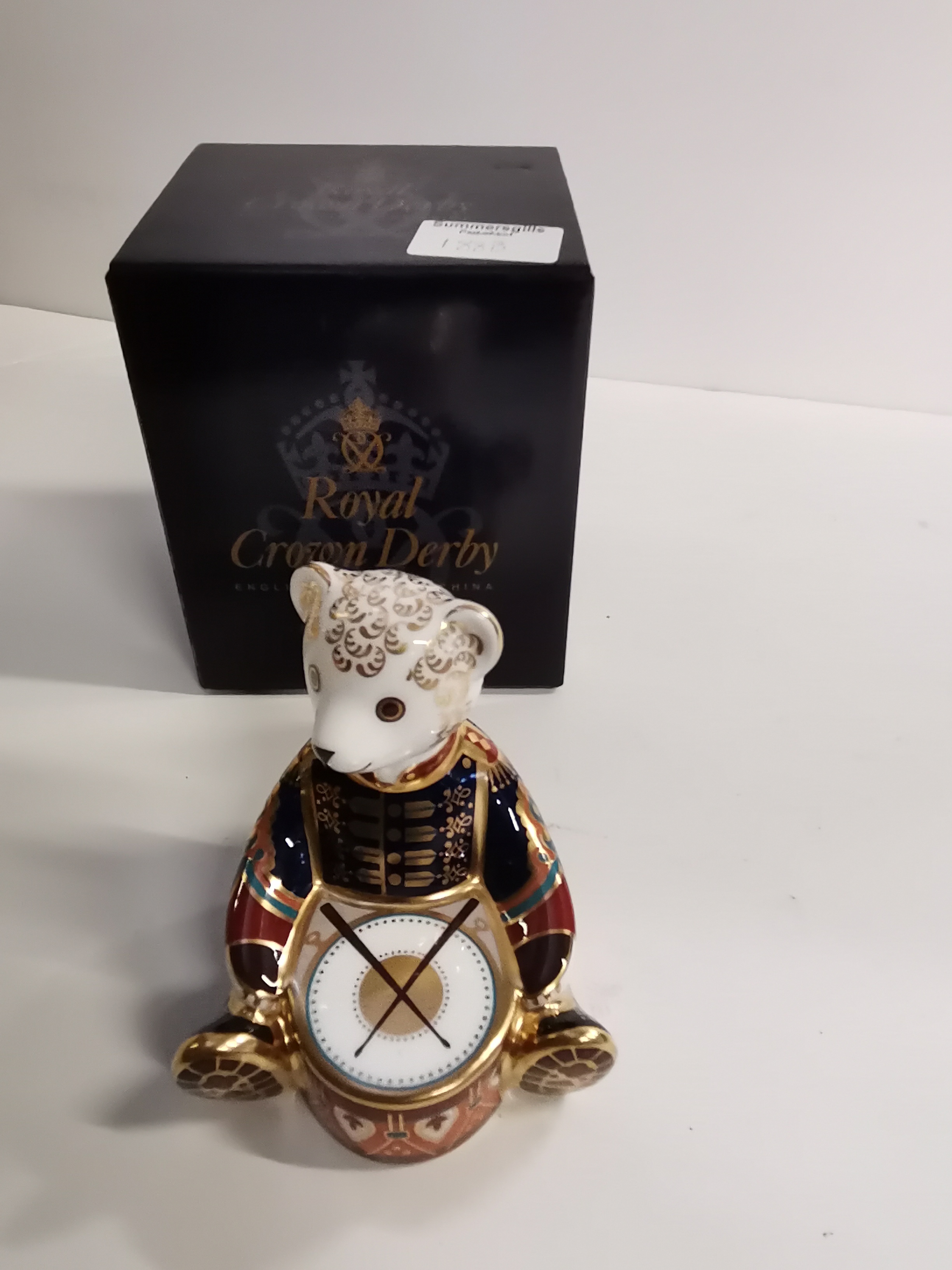 Royal Crown Derby 'Debonair Bear' Collector's Guild Exclusive plus Drummer Teddy Paperweight (III)