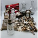 A mixed group of silver and silver-plated items, etc.