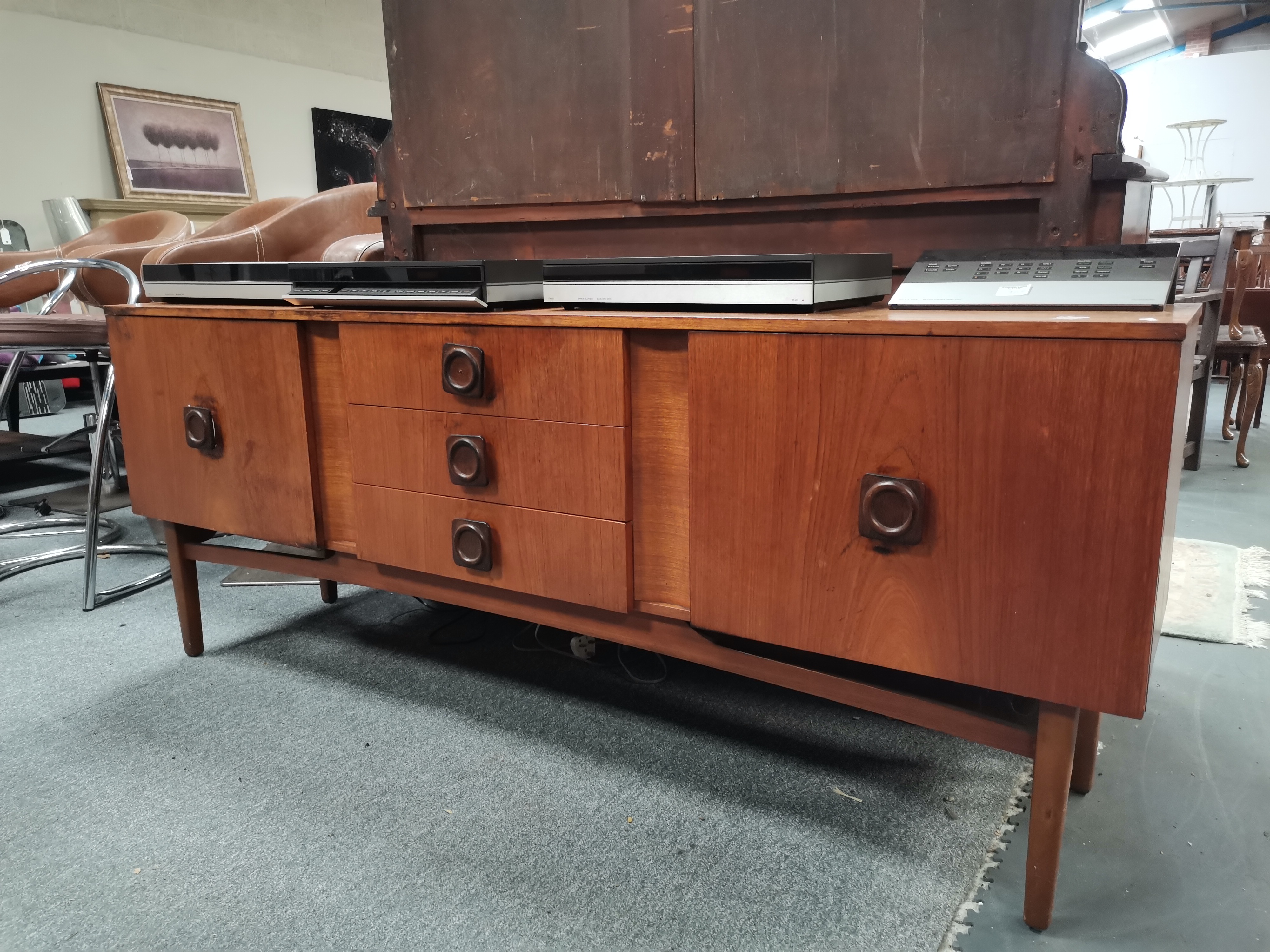 A 1.8m long teak G PLAN style sideboard