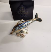 Royal Crown Derby Paperweight - Striped Dolphin Royal Limited edition