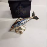 Royal Crown Derby Paperweight - Striped Dolphin Royal Limited edition