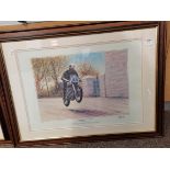Artists proof of John Dunlop and Geoff Duke signed by artist PETER HEARSEY