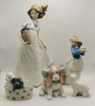 A group of five Nao porcelain models