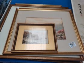 Framed and mounted country scenes
