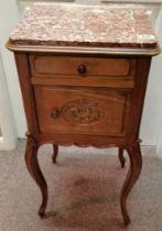 An Antique French fruitwood pot cupboard with drawer and cupboard