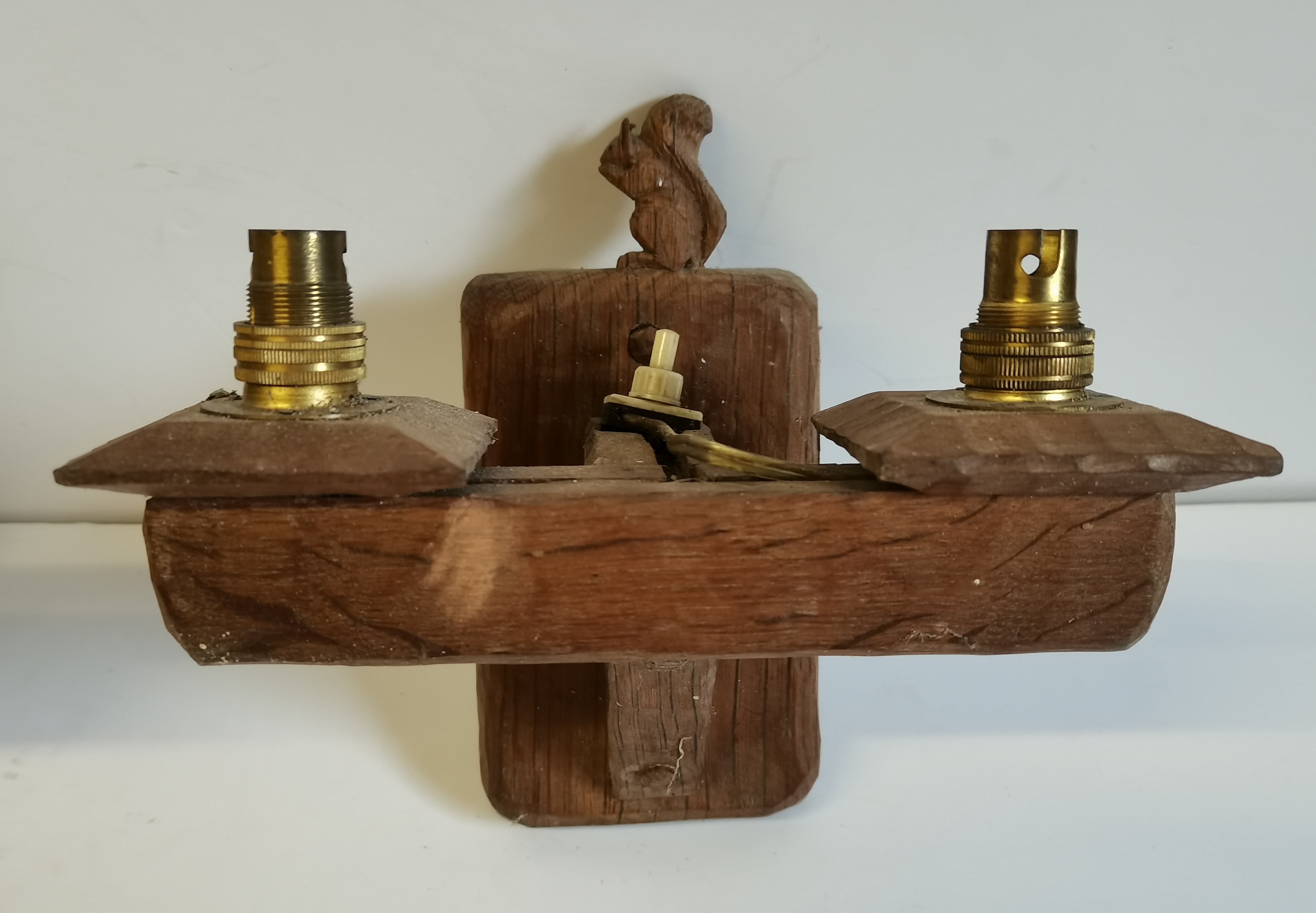 Wilfred Hutchinson, a pair of Squirrelman twin-light wall brackets - Image 3 of 4
