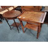 An Edwardian inlaid mahogany side table, plus a pine washstand