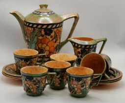 Charlotte Rhead for Crown Ducal, a coffee set, c.1930s