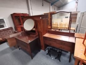 x2 Edwardian Inlaid dressing tables and matching wardrobe