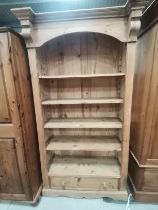 Large pine bookcase with drawer under