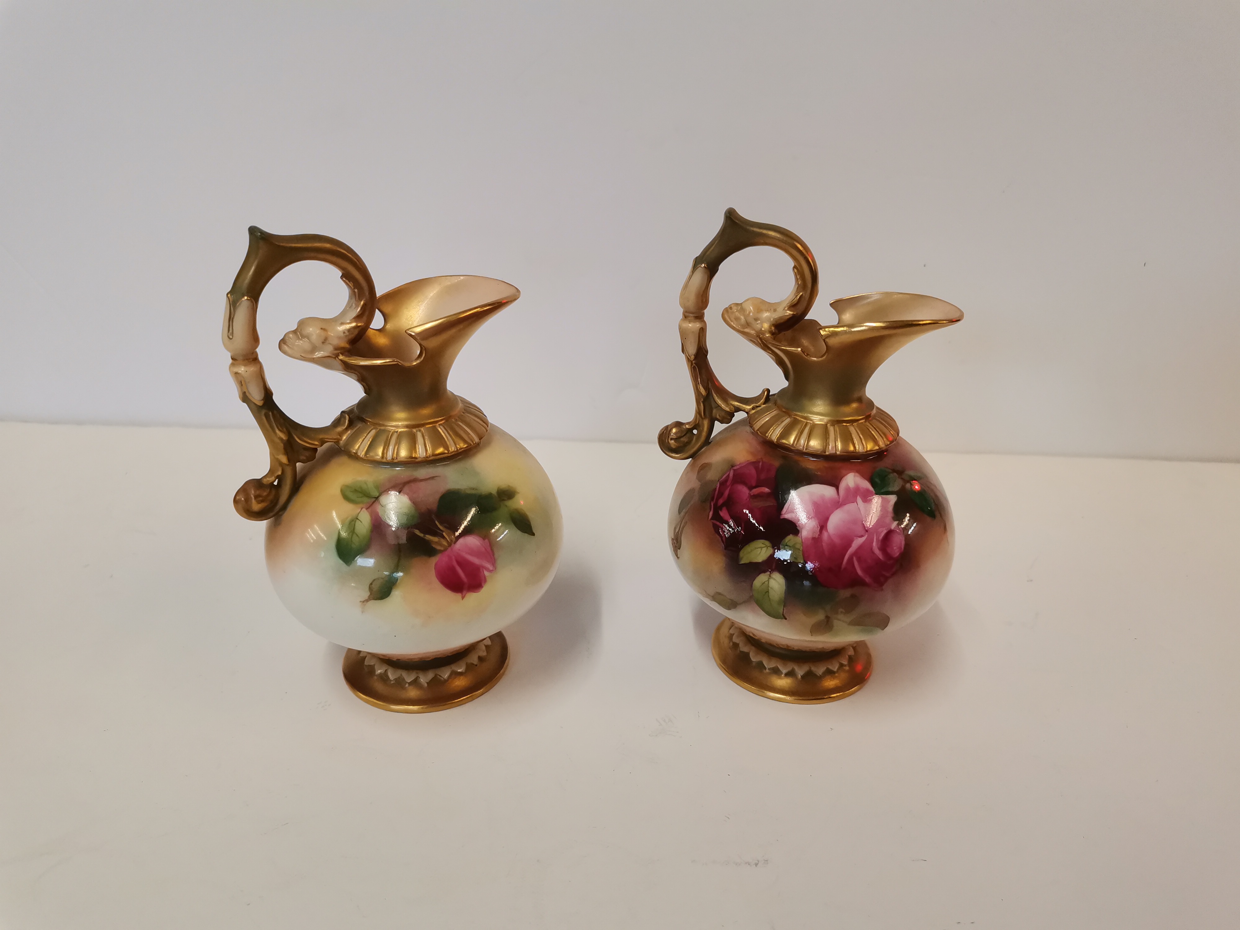 A pair of Royal Worcester jugs, one signed by Harry Austin - Image 2 of 4